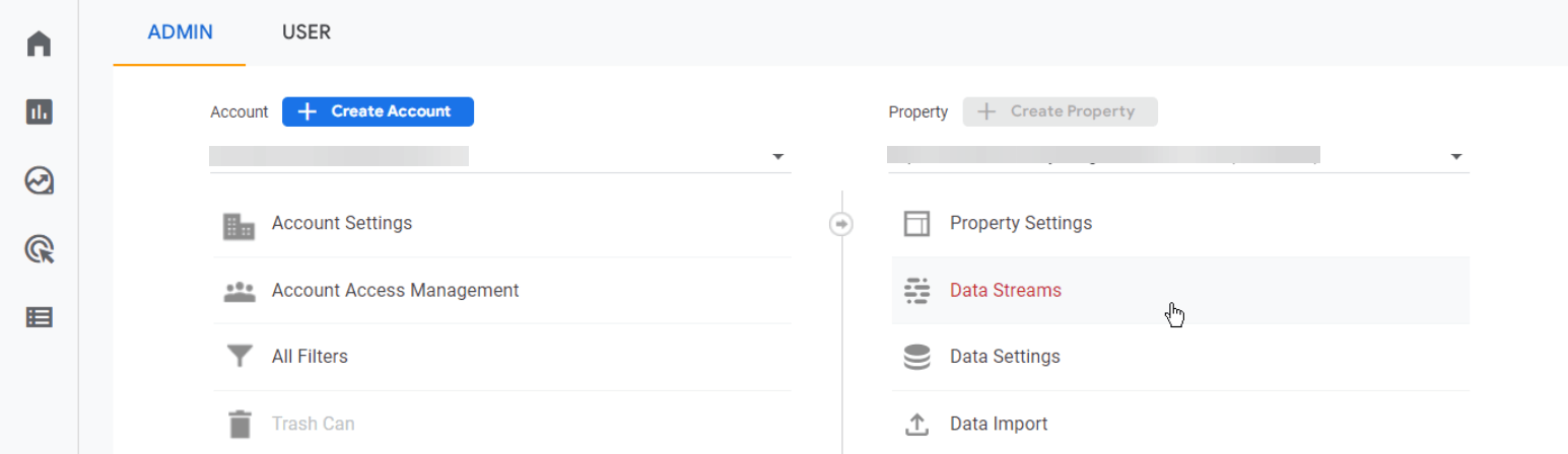 Click Data Streams Option Click Data Streams Option