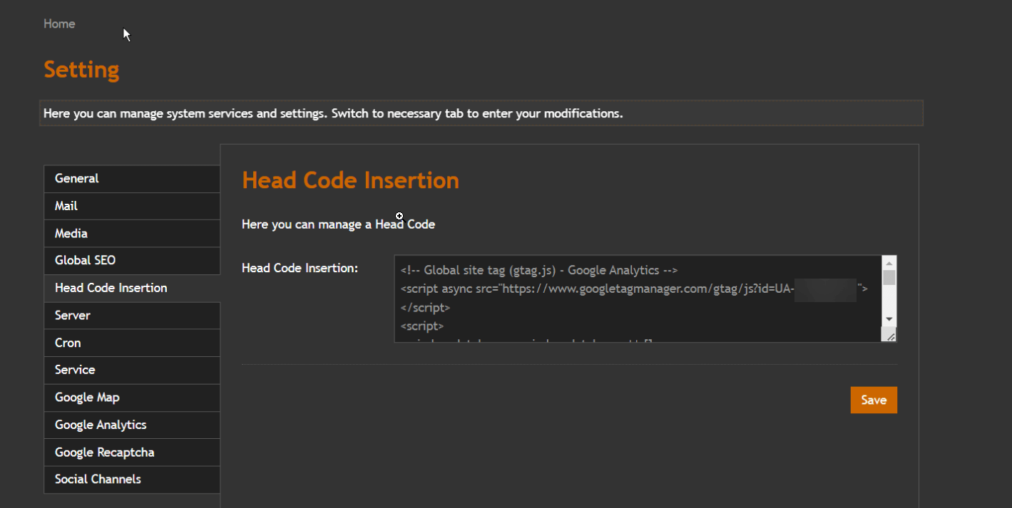 Head Code Insertion of Google Analytics 4 tag set Head Code Insertion of Google Analytics 4 tag set